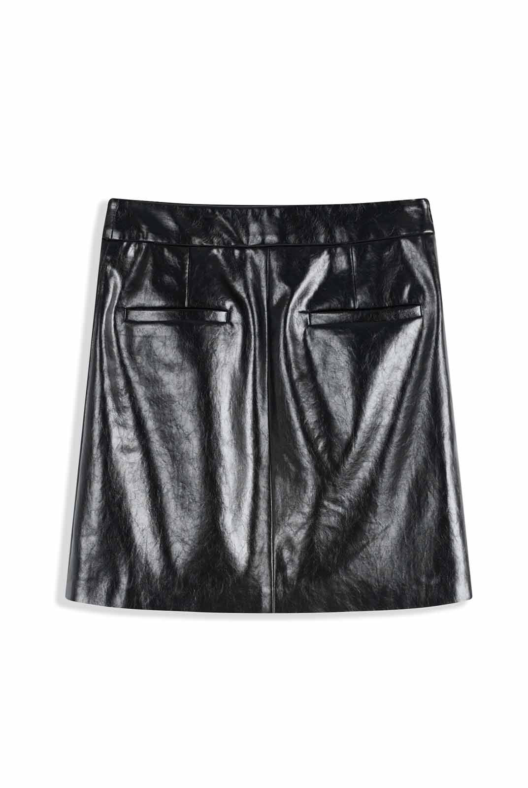 ASOBIO Mid-High Waisted Stretch Leather Mini Skirt
