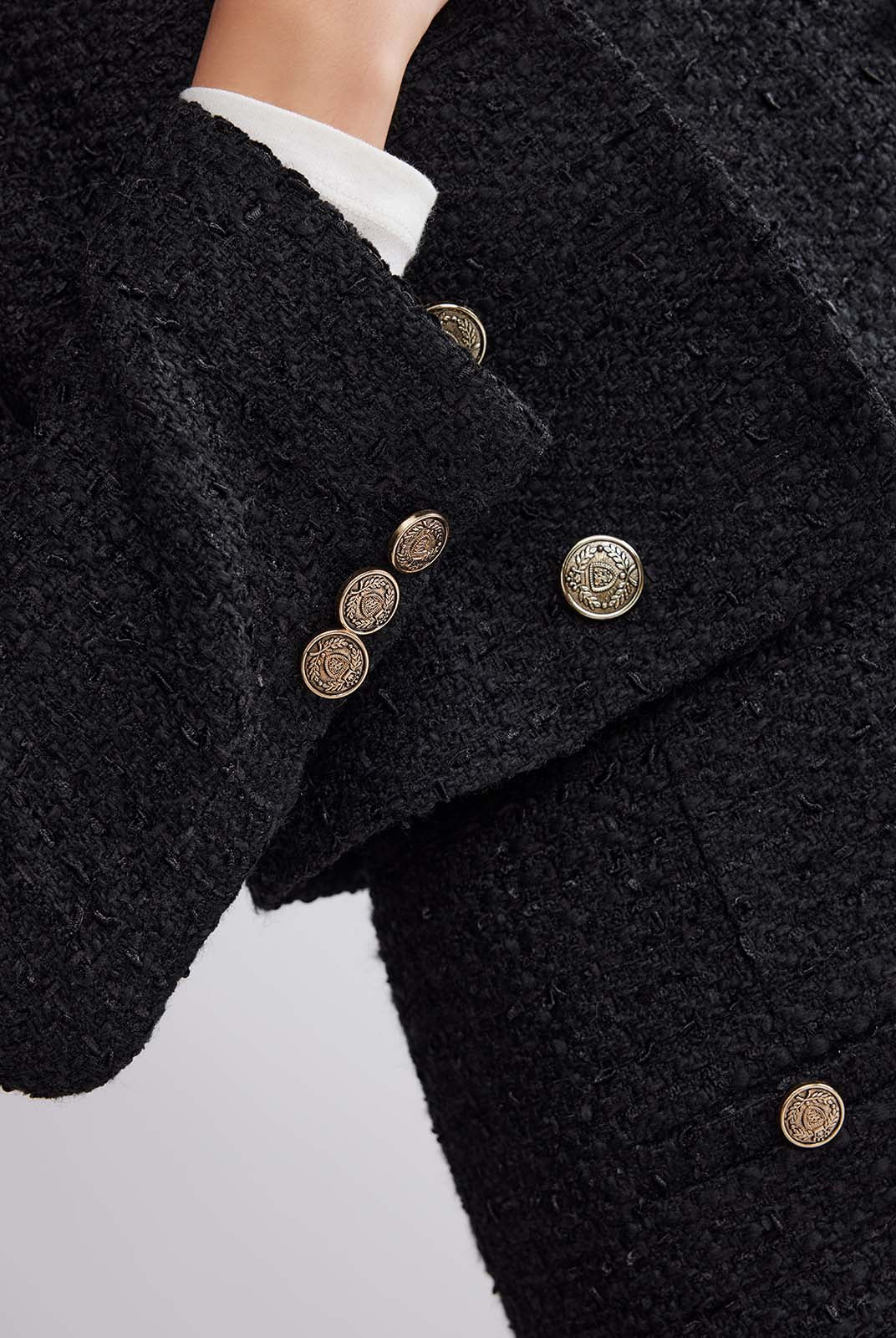 ASOBIO Double-Breasted Cropped Tweed Jacket