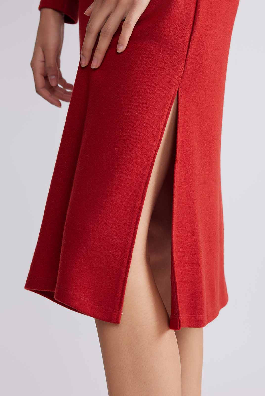 ASOBIO Boat Neck Long-Sleeve Pleated Midi Dress