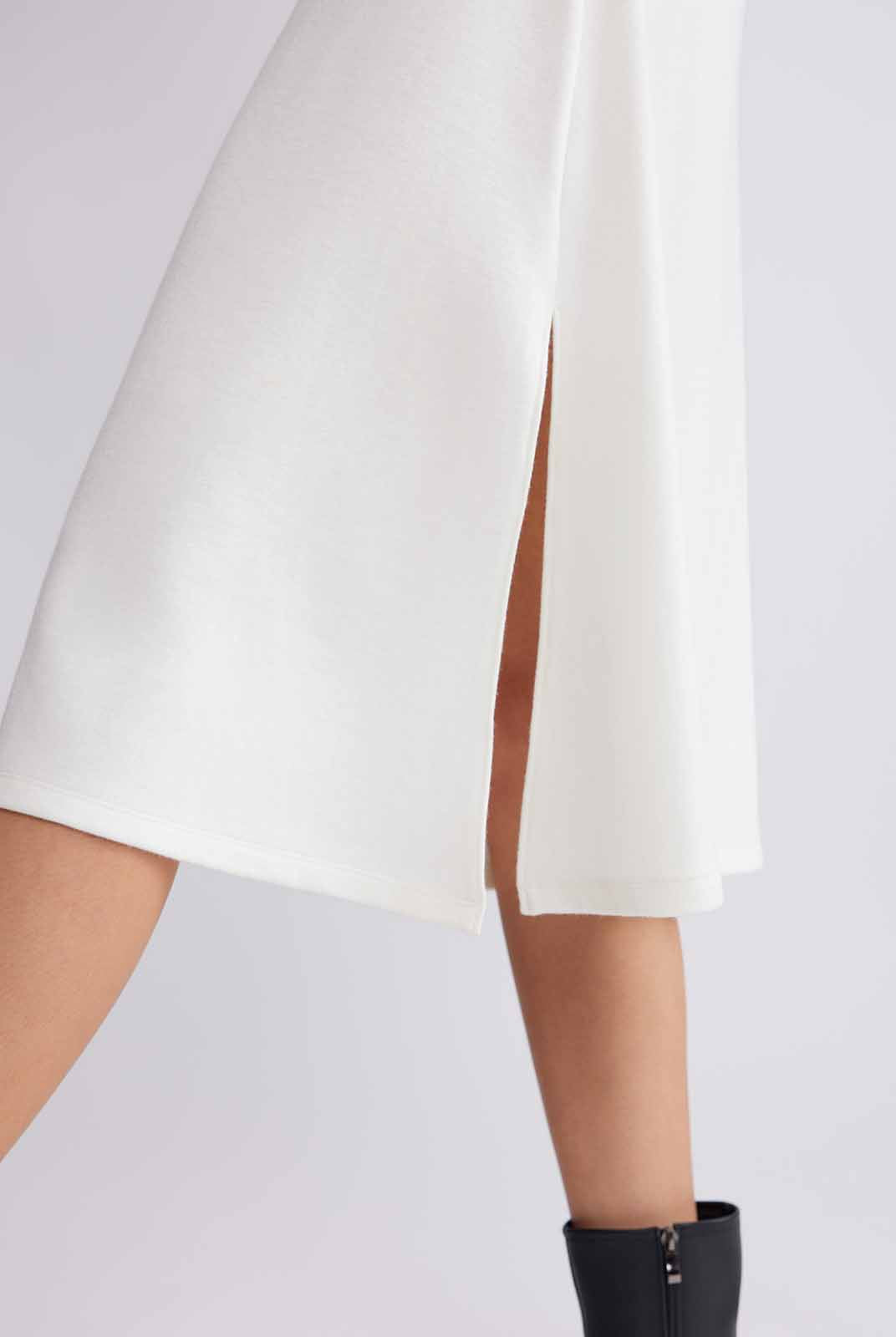 ASOBIO Boat Neck Long-Sleeve Pleated Midi Dress