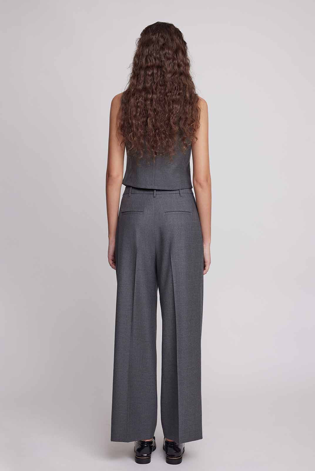 ASOBIO Wool Blend Mid-Rise Pleated Wide-Leg Trousers
