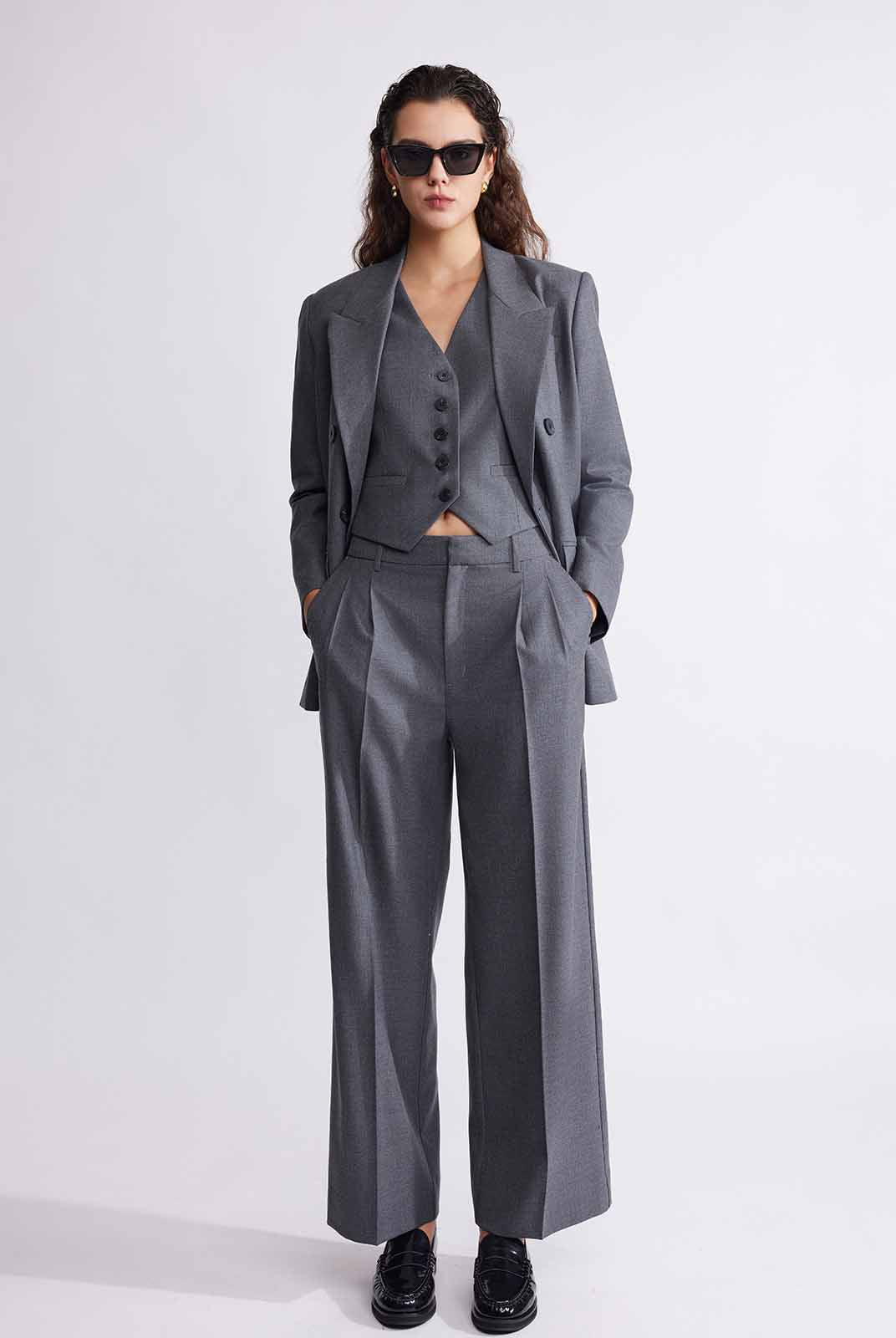 ASOBIO Slim Double-Breasted Blazer