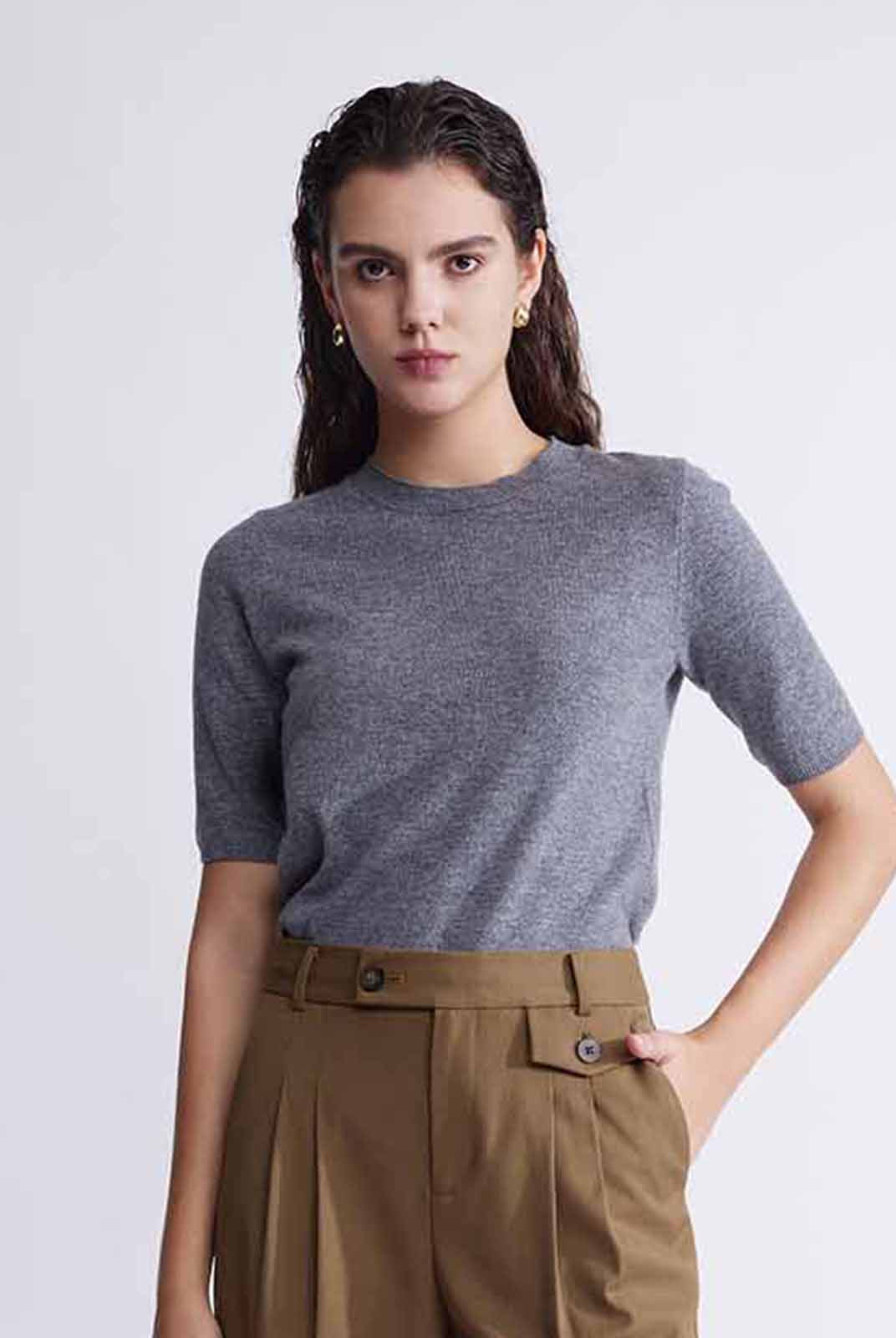 ASOBIO Lightweight 100% Wool Crewneck Top