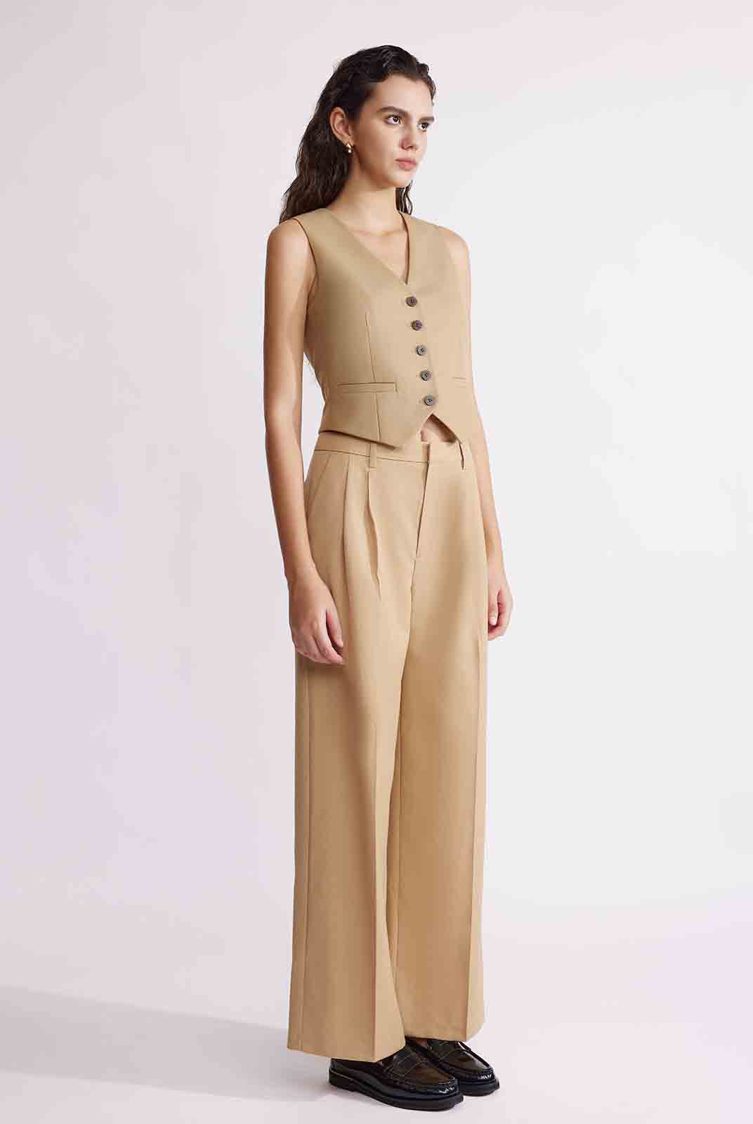 ASOBIO Tailored Wool Blend V-Neck Vest