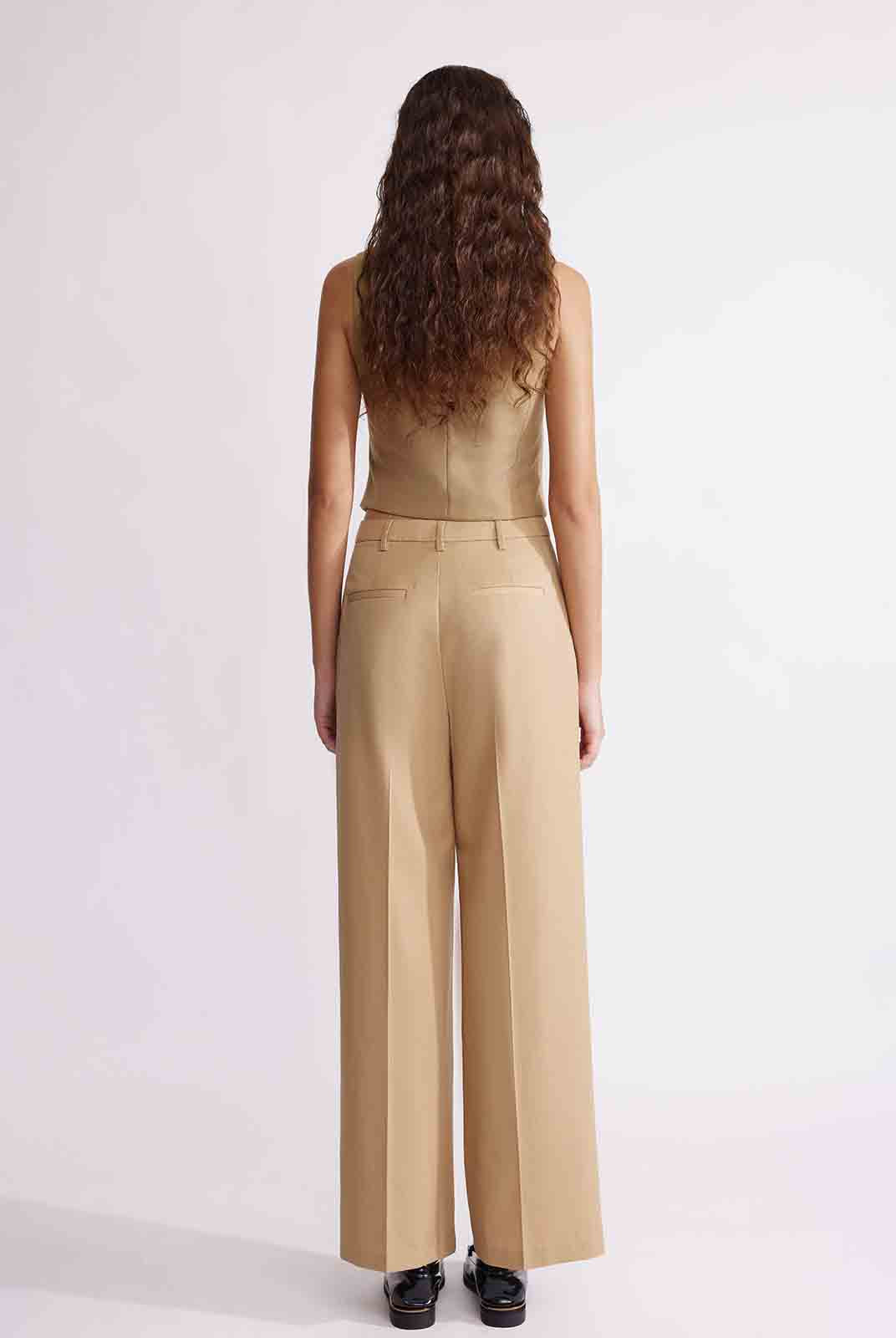 ASOBIO Wool Blend Mid-Rise Pleated Wide-Leg Trousers