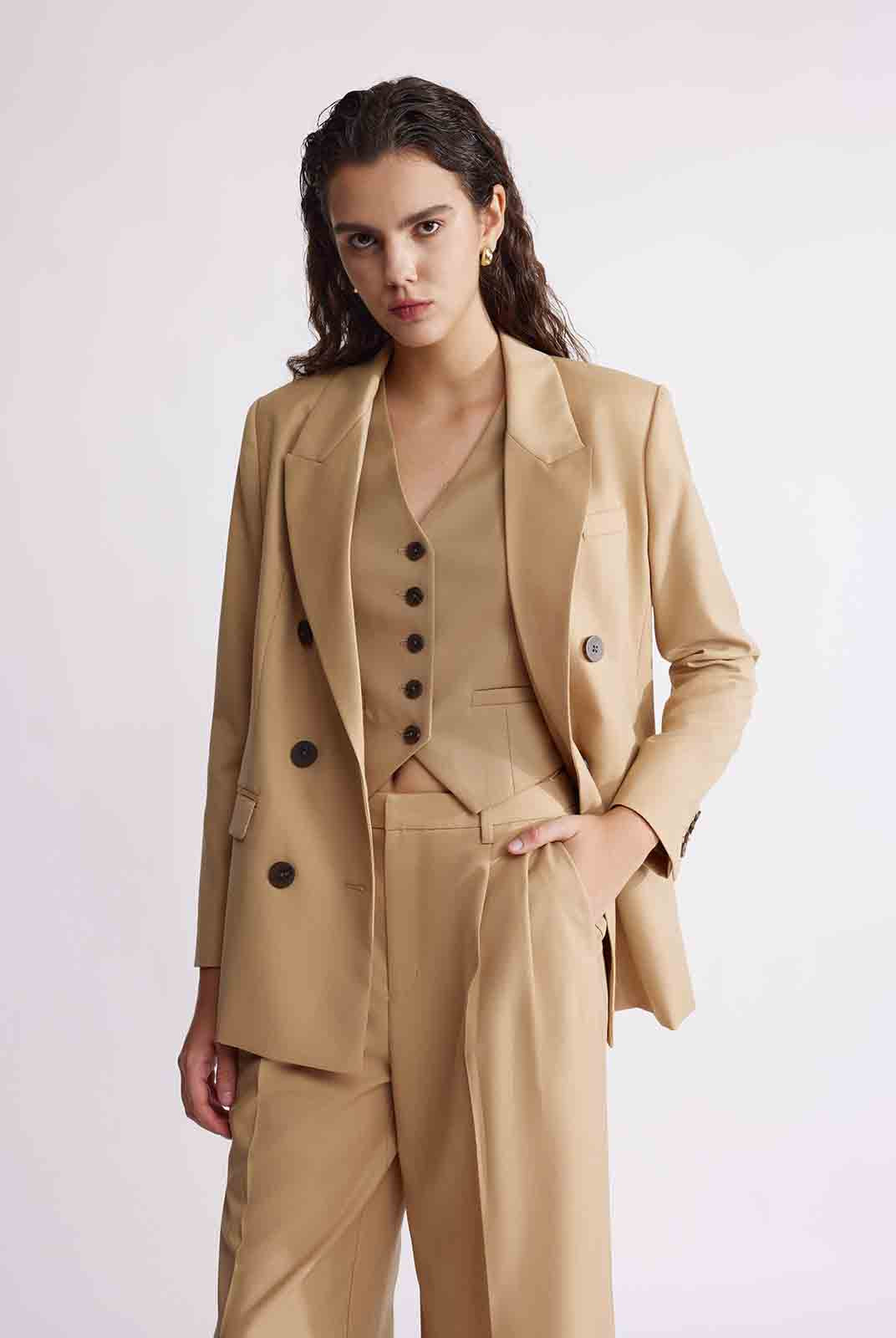 ASOBIO Slim Double-Breasted Blazer