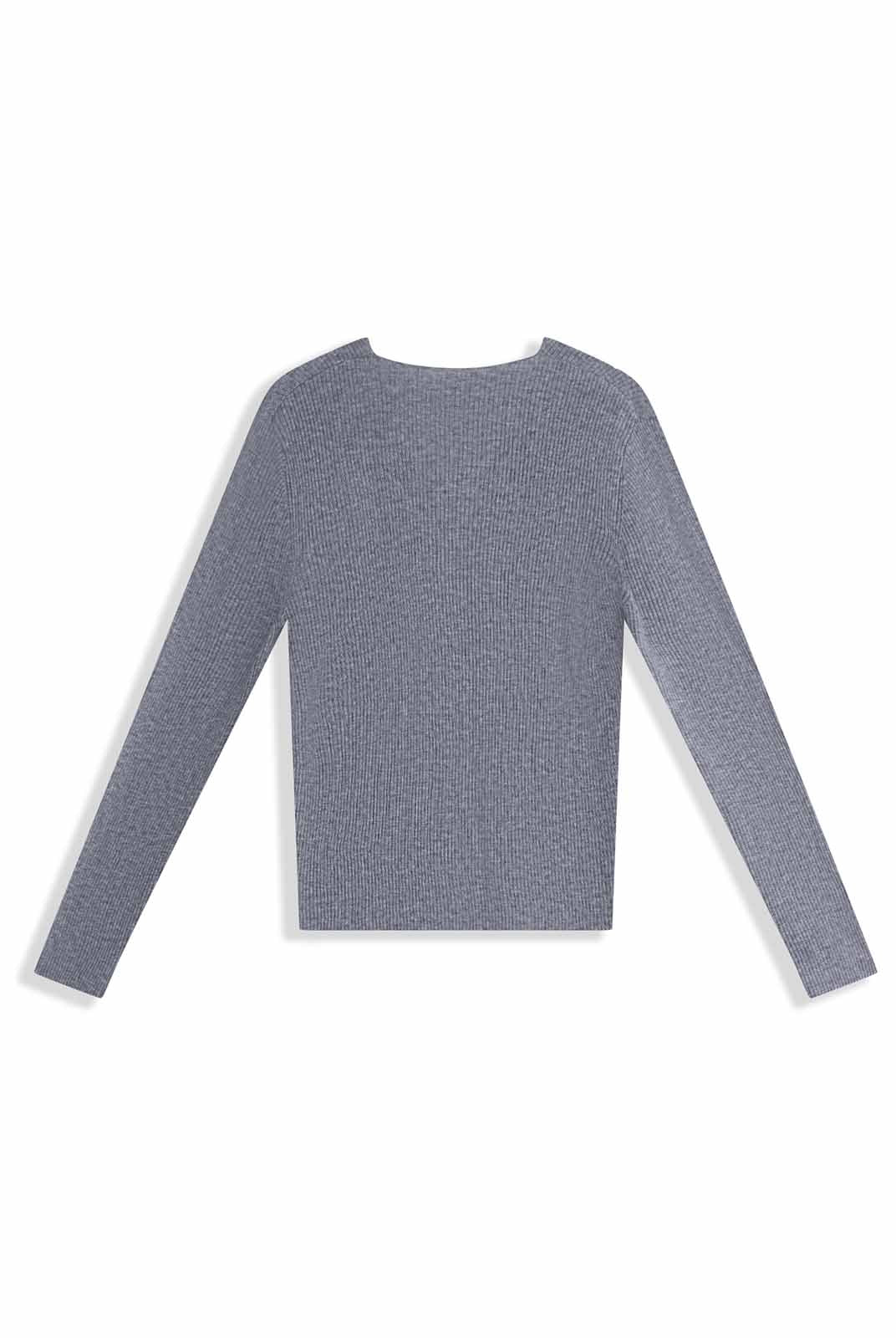 Lightweight merino V-Neck Ribbed Wool Knit Top