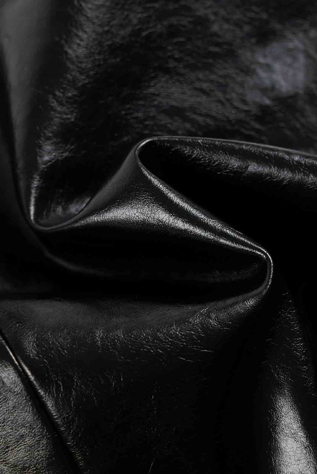 ASOBIO Mid-High Waisted Stretch Leather Mini Skirt