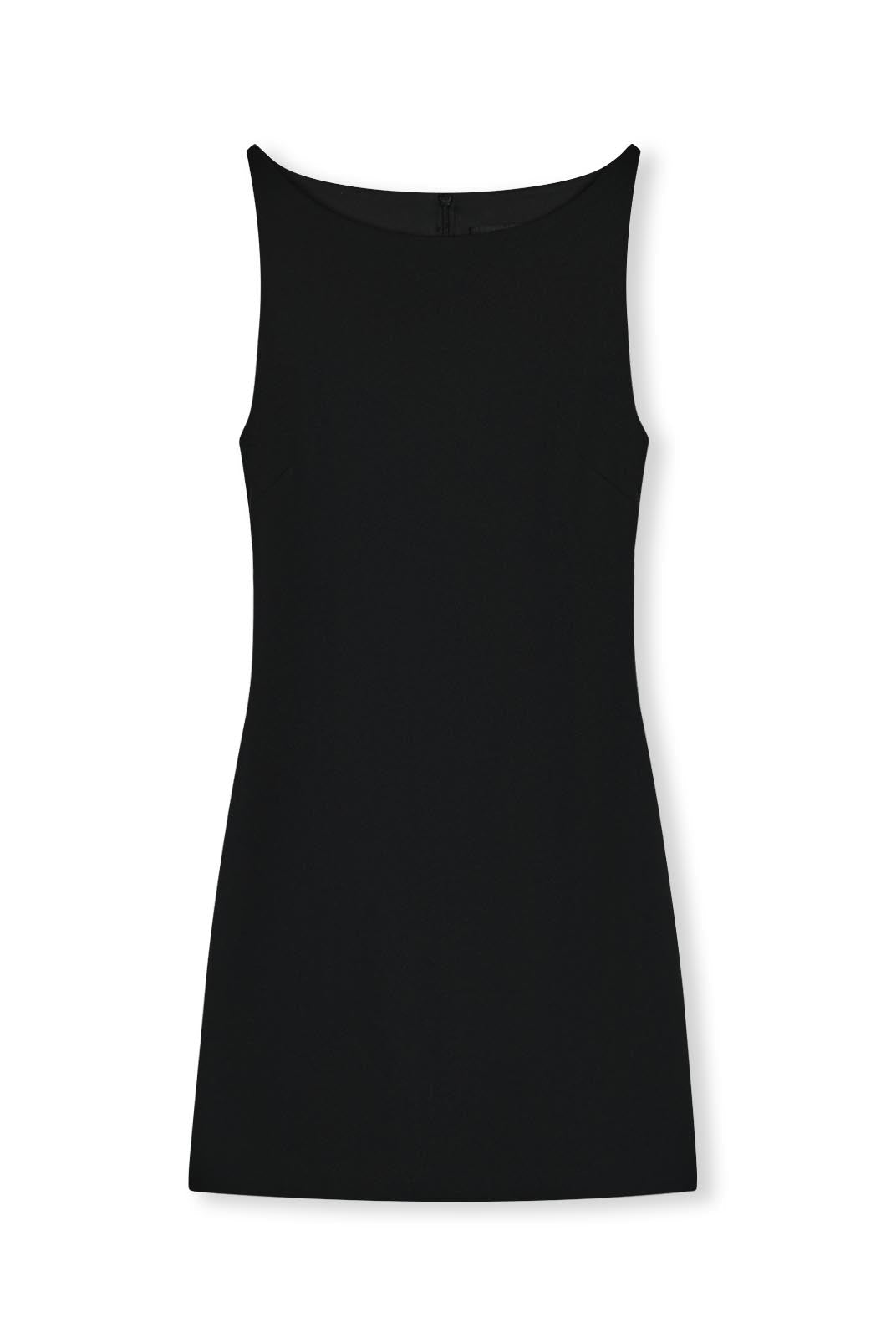 Boatneck mini dress with contouring details