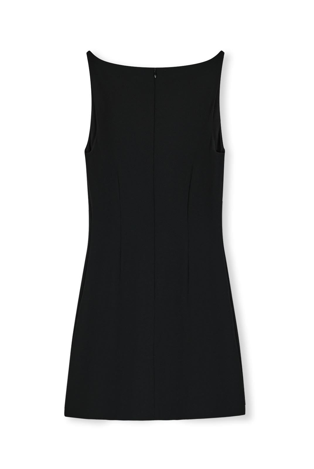 Supportive fit boatneck dress with double layers