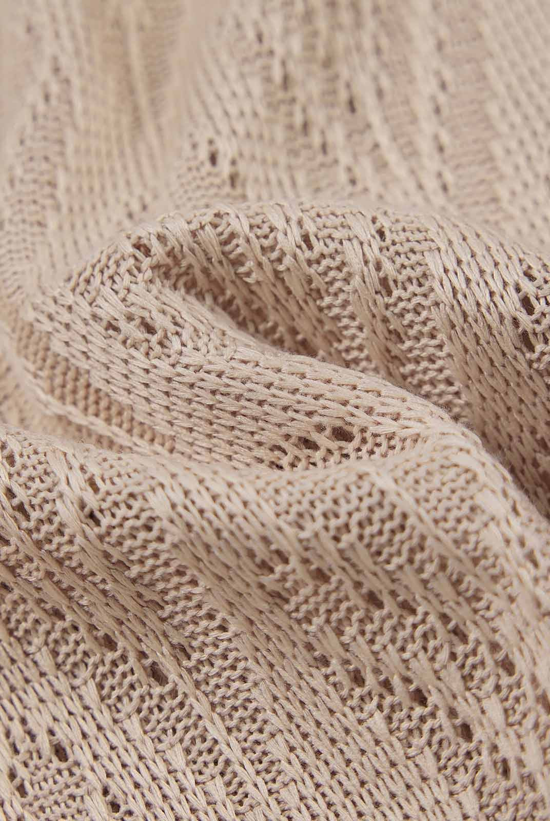 Classic fit hollow pattern A-line knit skirt