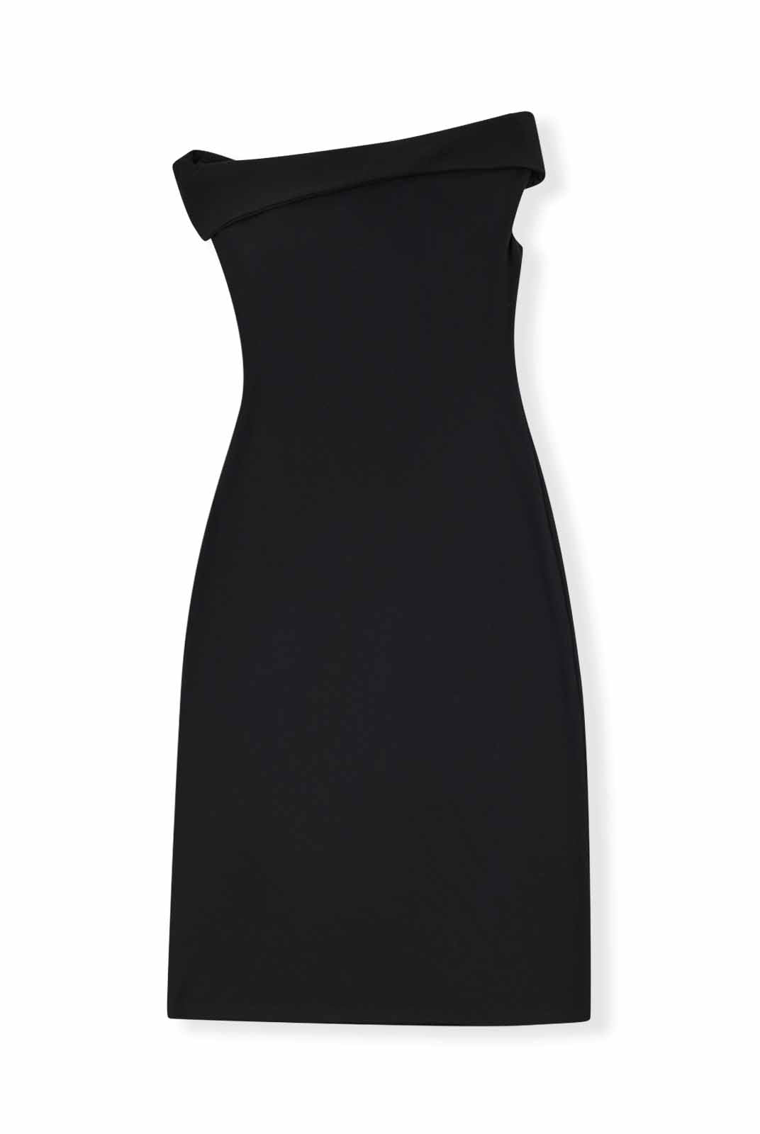 ASOBIO Asymmetric Neckline Knit Midi Dress