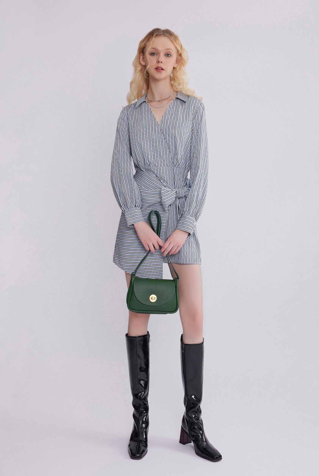 Long-Sleeve Wrap Shirt Dress