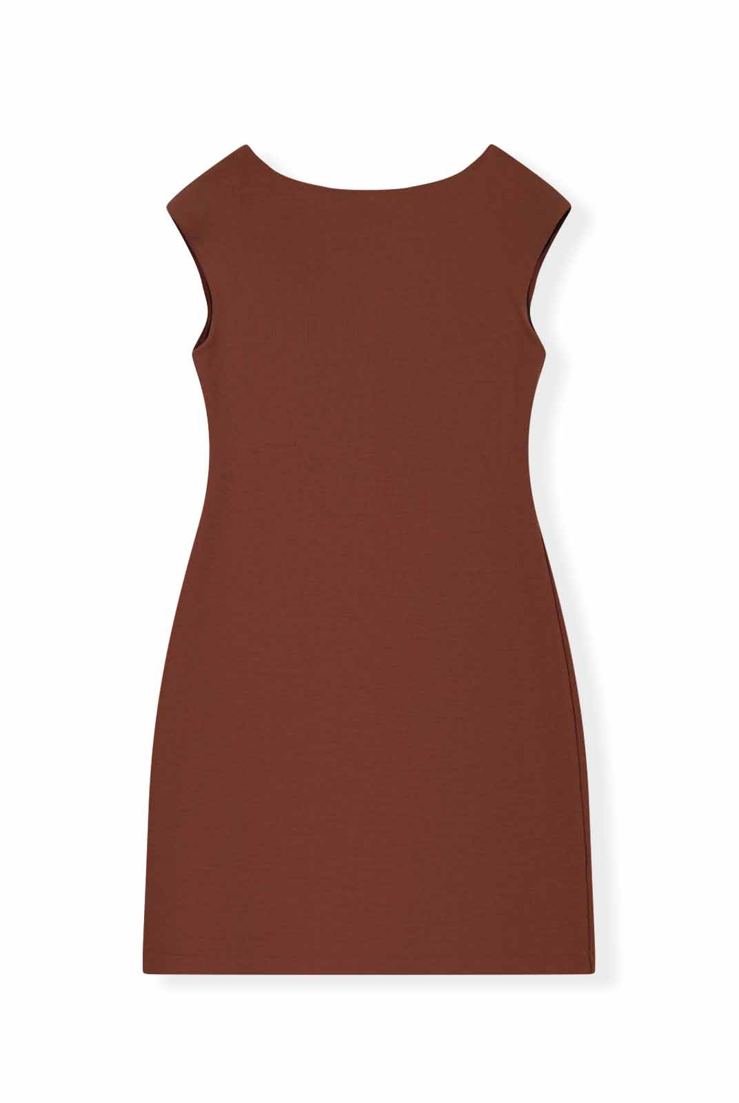 Boatneck Knit Short-Sleeve Mini Dress