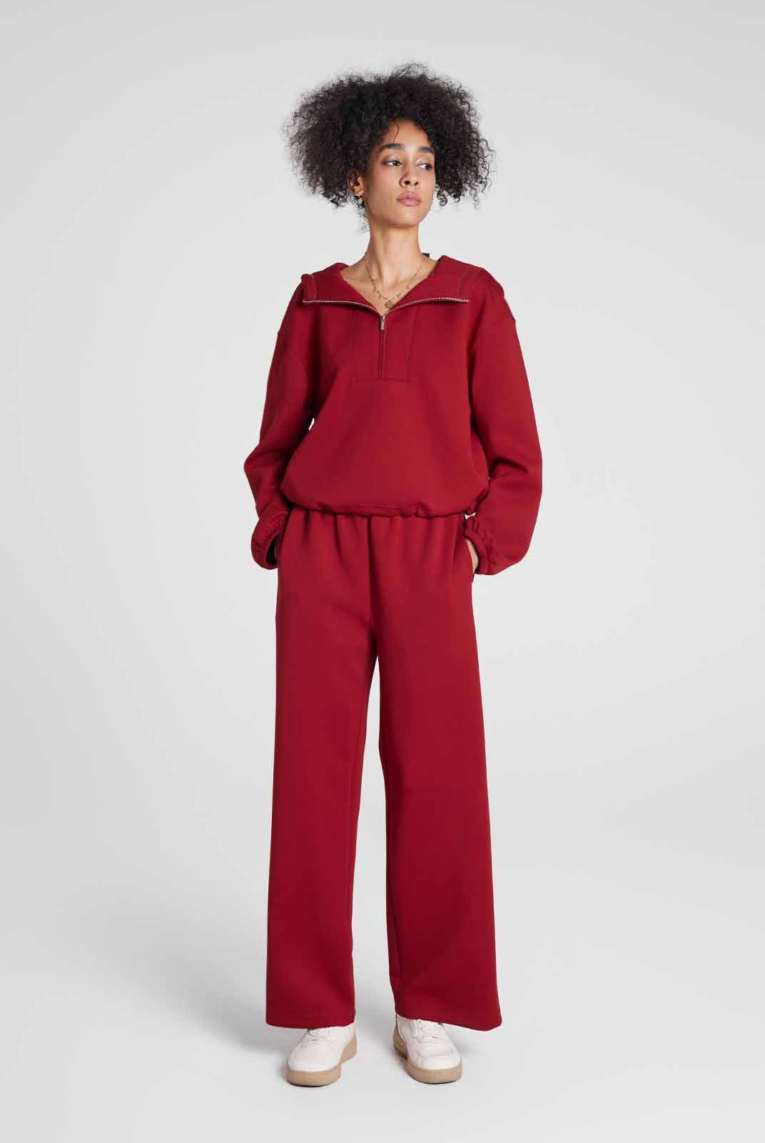 ASOBIO Mid-Rise Wide-Leg Cozy Sweatpants