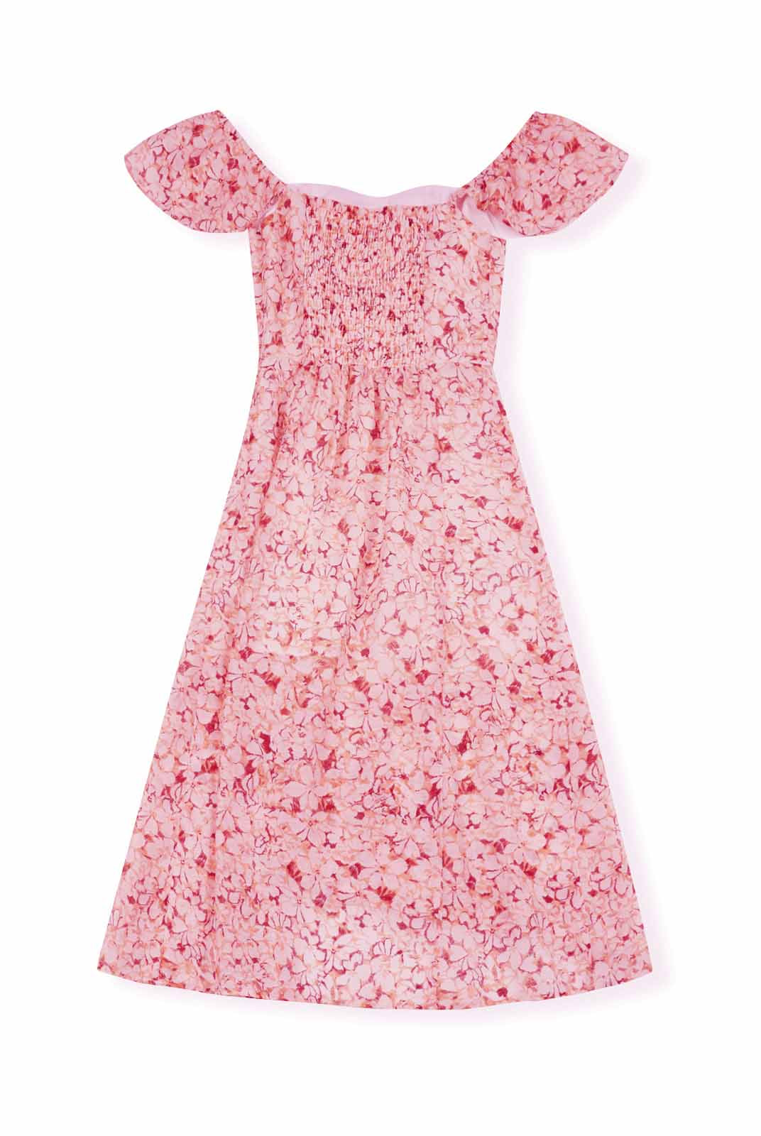 ASOBIO Square Neck Cap Sleeve A-Line Dress