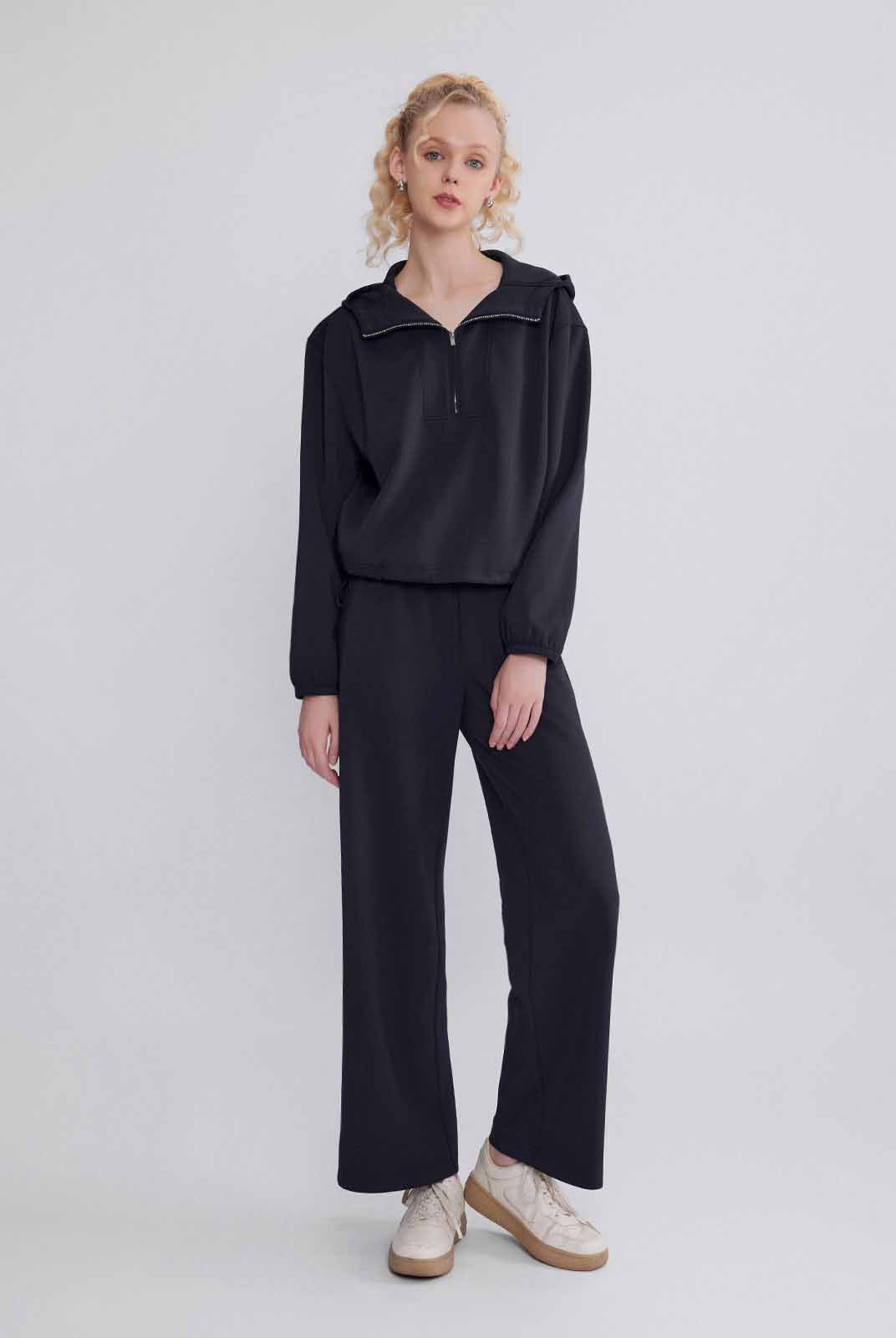 Cozy Drop Shoulder Half-Zip Pullover Hoodie