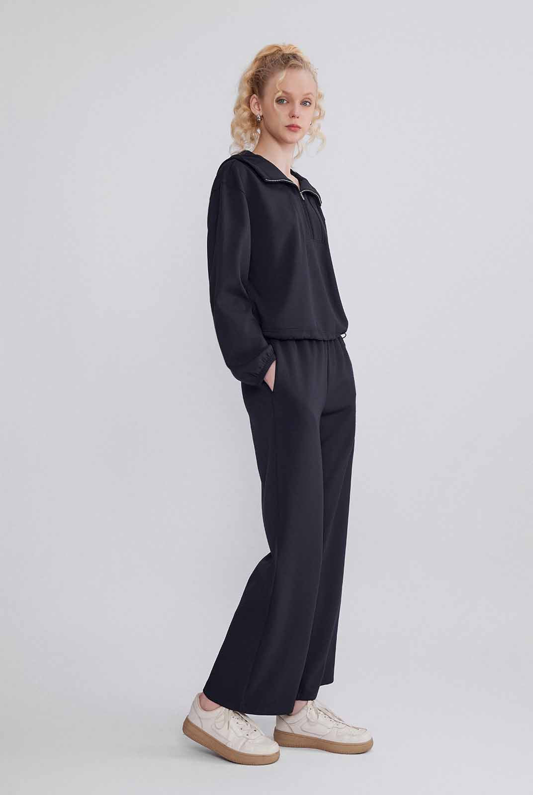 ASOBIO Mid-Rise Wide-Leg Cozy Sweatpants