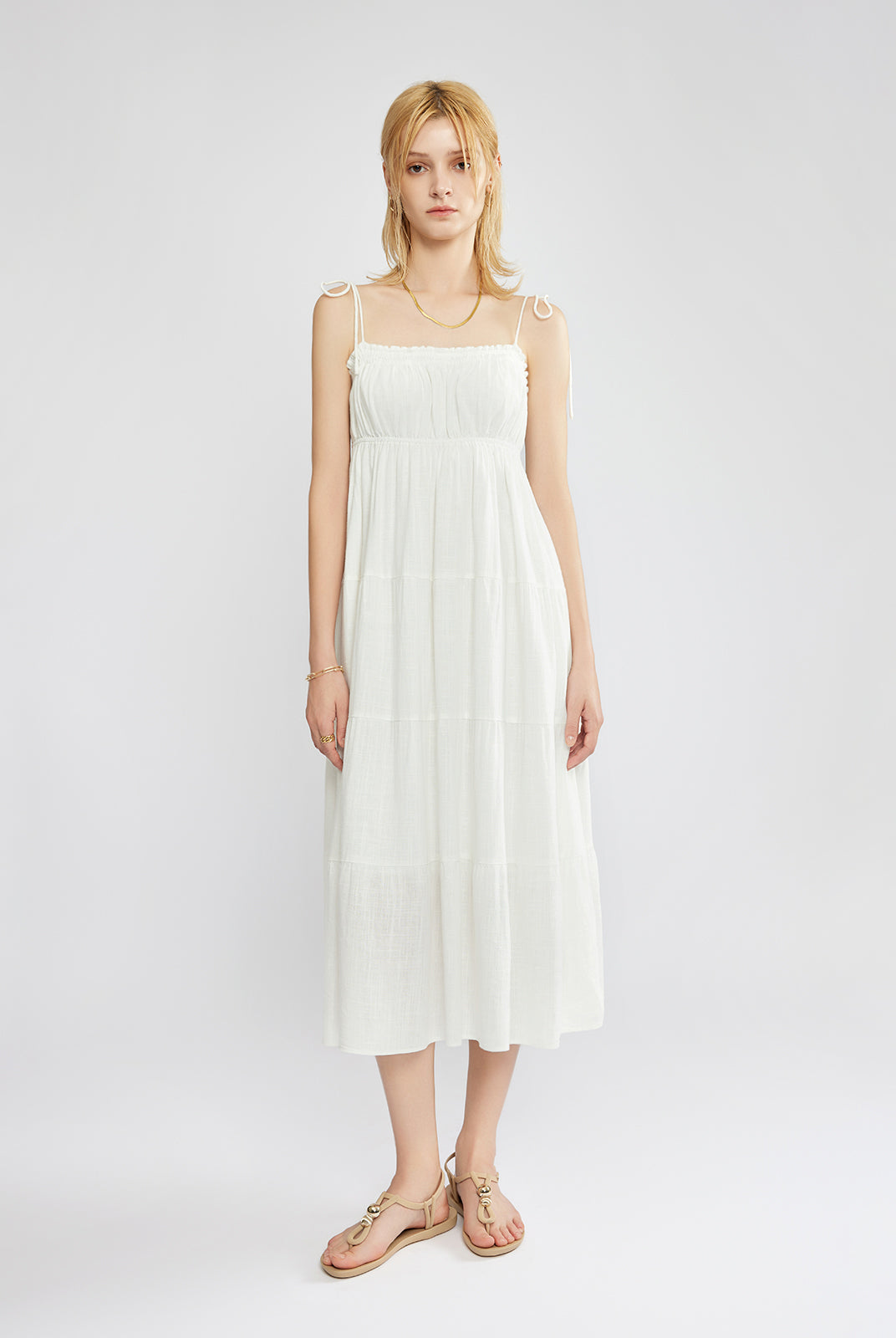 Linen Tiered Midi Dress