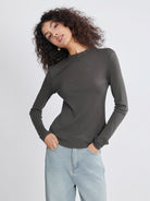 ASOBIO Wool-Blend Half-Turtleneck Top