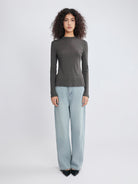 ASOBIO Wool-Blend Half-Turtleneck Top