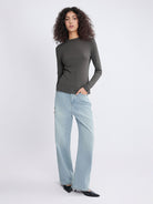 ASOBIO Wool-Blend Half-Turtleneck Top