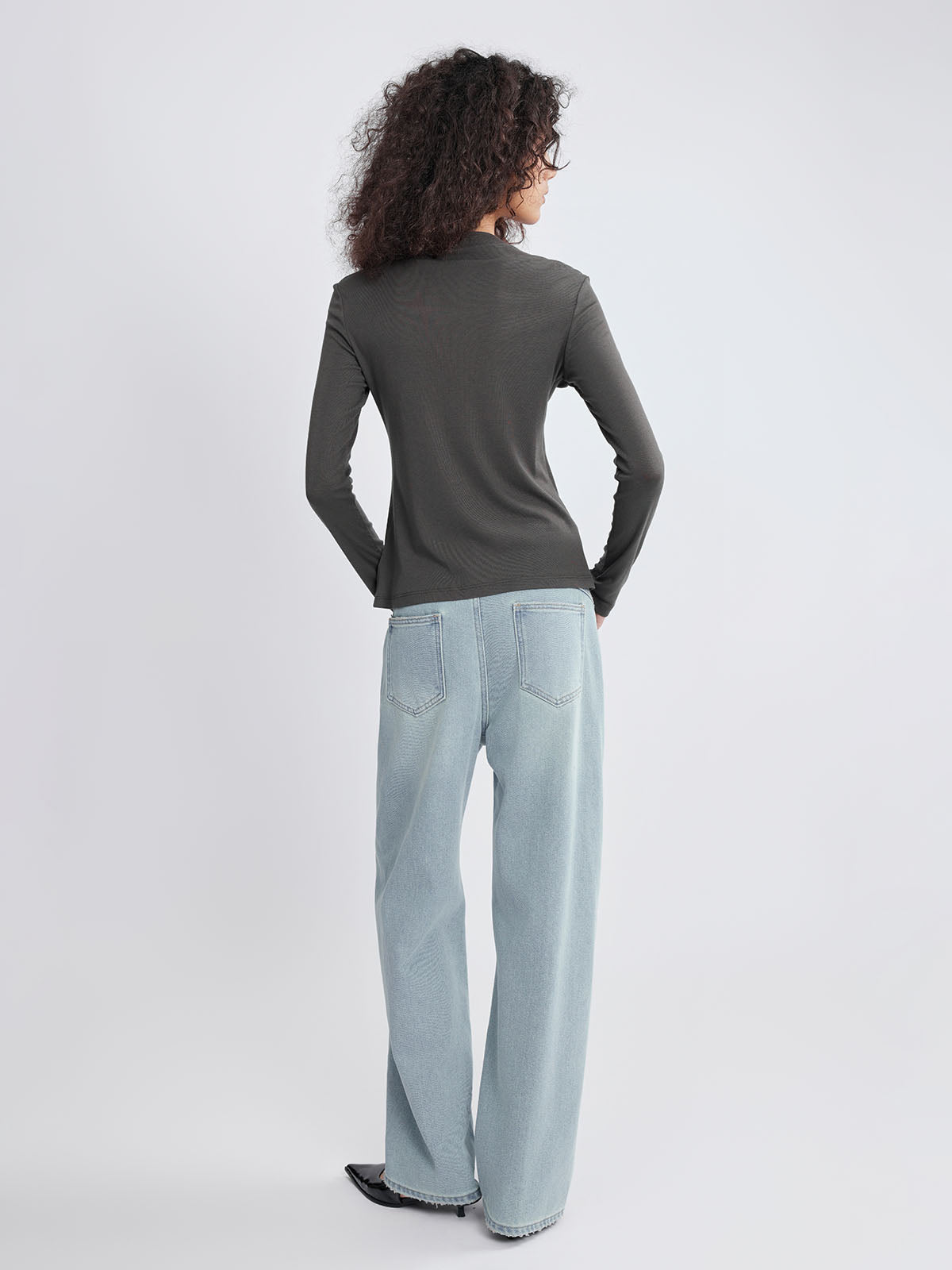 ASOBIO Wool-Blend Half-Turtleneck Top