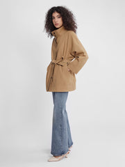 ASOBIO Stand Collar Belted Trench Coat