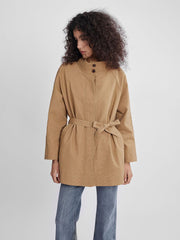 ASOBIO Stand Collar Belted Trench Coat