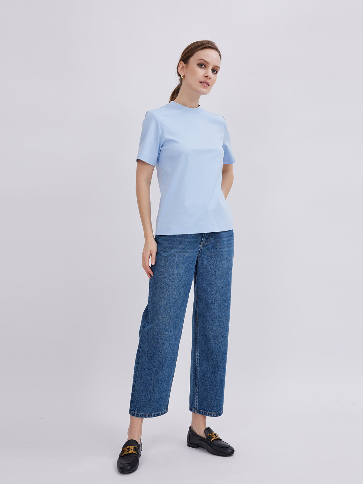 Mid-Low Rise Straight-Leg Cropped Jeans