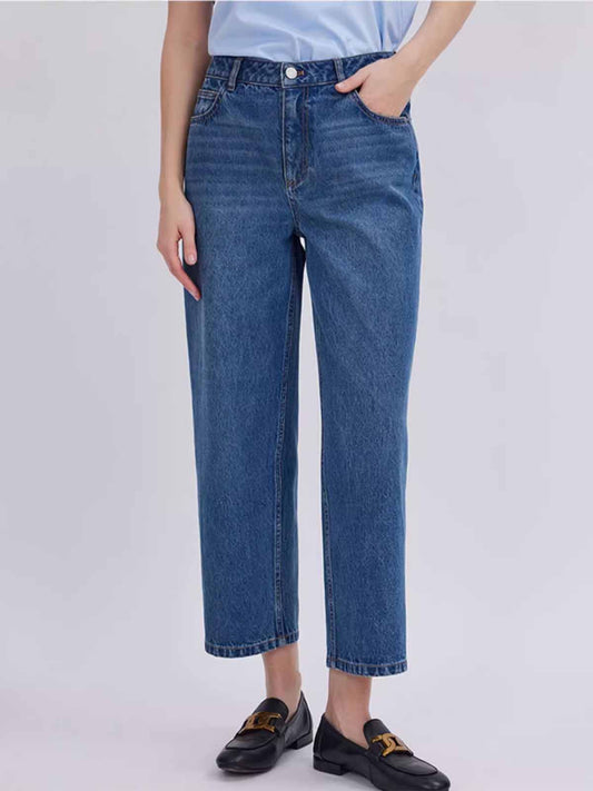 ASOBIO Mid-Low Rise Straight-Leg Cropped Jeans