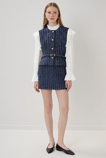 ASOBIO Cropped Tweed Vest