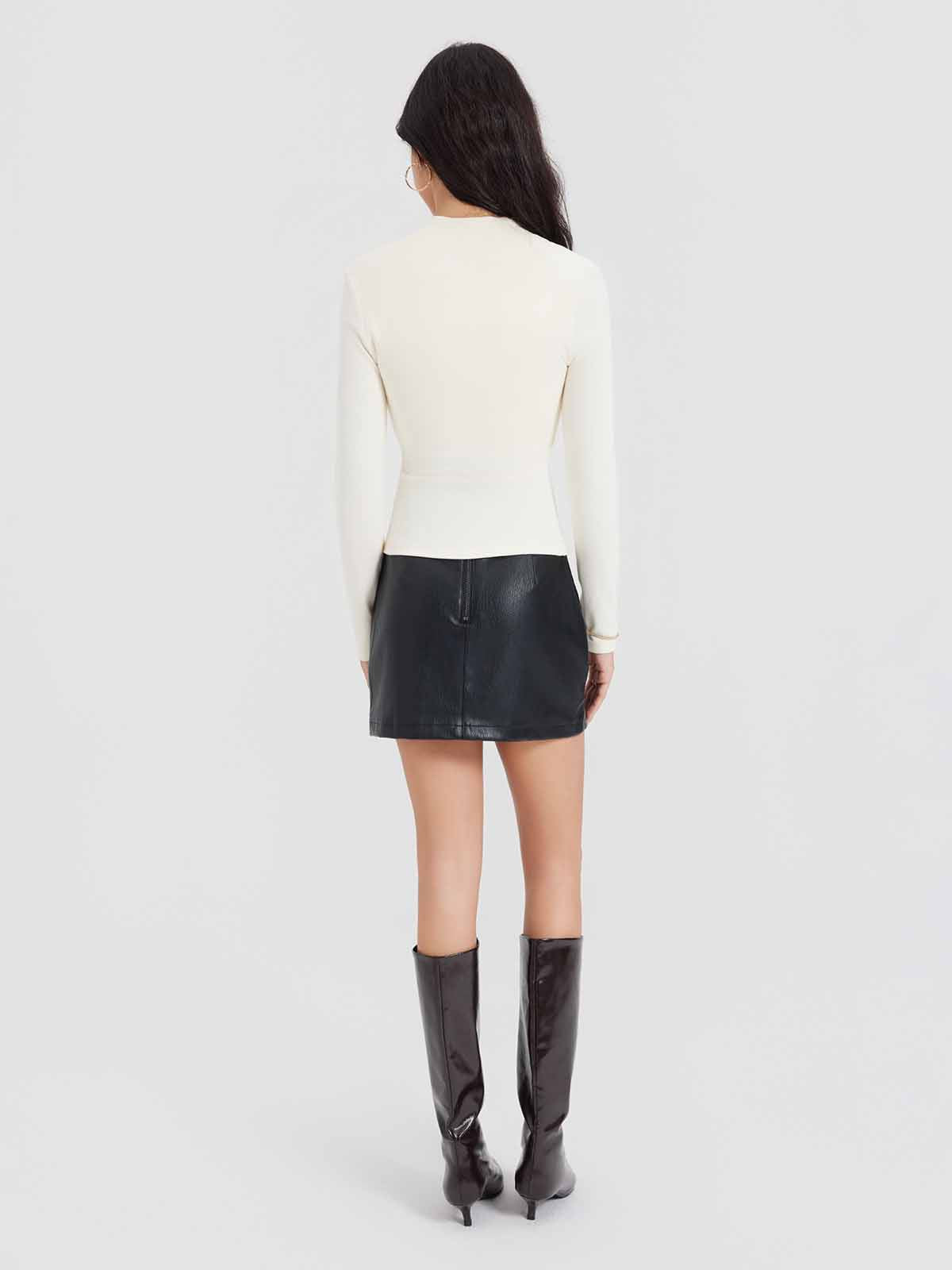 ASOBIO Square-Neck Fitted Longsleeve Top