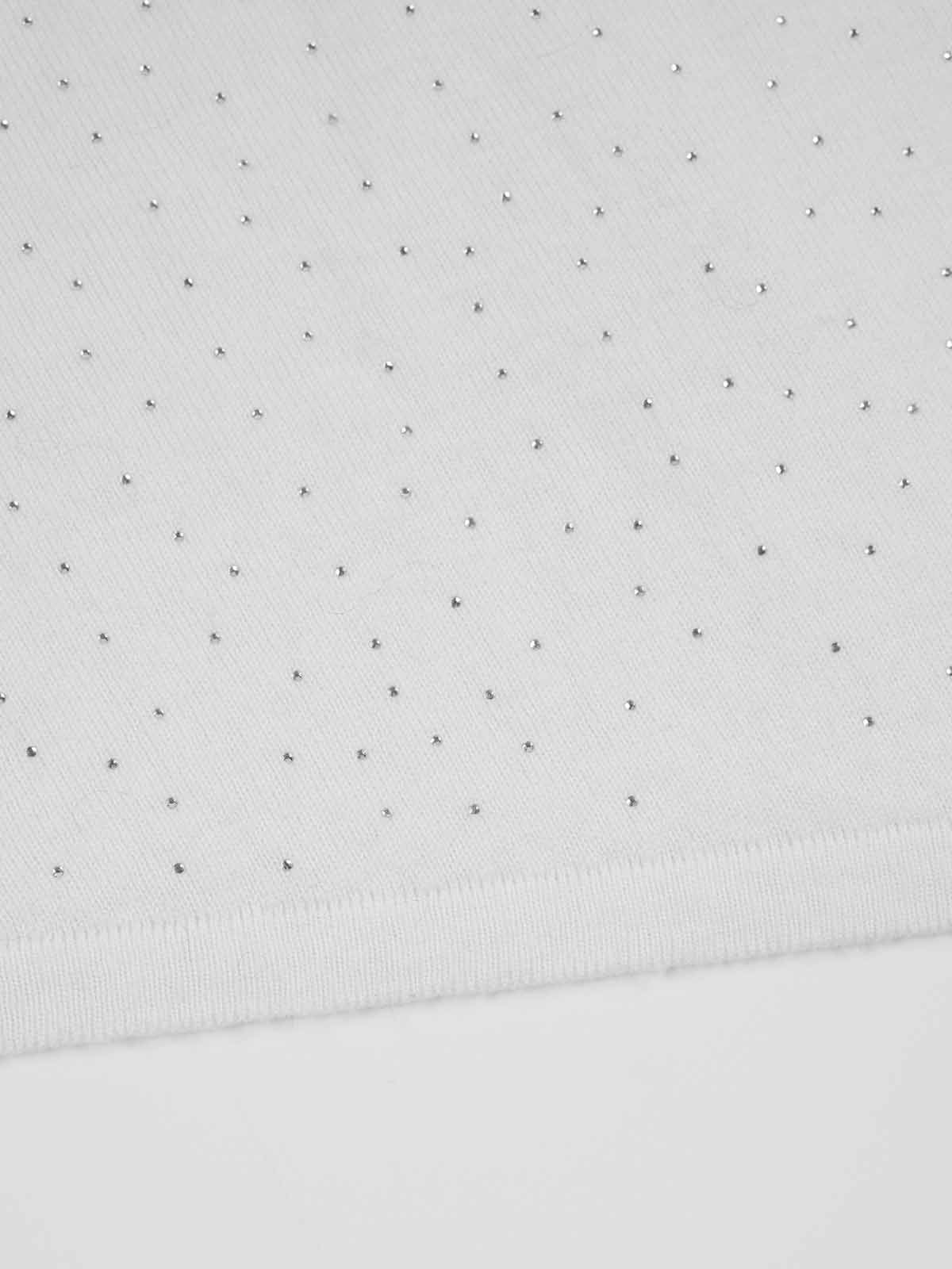 ASOBIO One-Shoulder Crystal Knit Sweater with Feather Cuffs