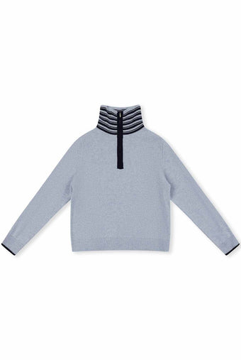 ASOBIO 100% Wool 1/2 Zip Mockneck Sweater