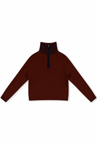 ASOBIO 100% Wool 1/2 Zip Mockneck Sweater