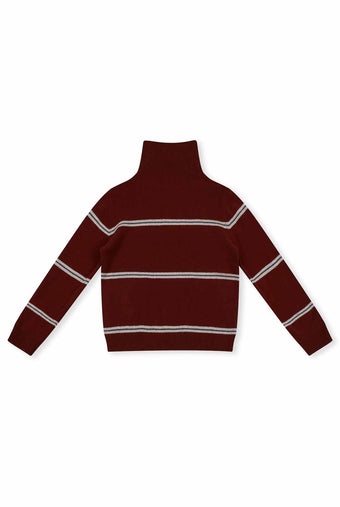 ASOBIO 100% Wool Striped Turtleneck Sweater