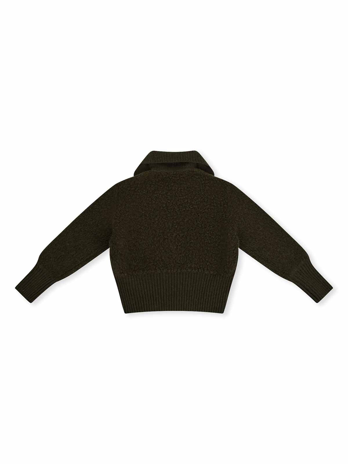 ASOBIO 100% Wool Zip-Up Cardigan