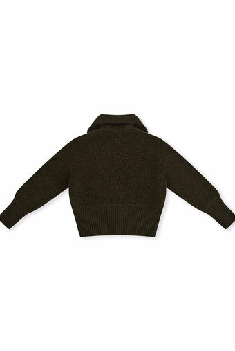 ASOBIO 100% Wool Zip-Up Cardigan