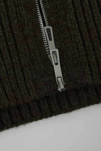 ASOBIO 100% Wool Zip-Up Cardigan