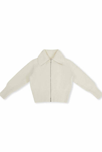 ASOBIO 100% Wool Zip-Up Cardigan