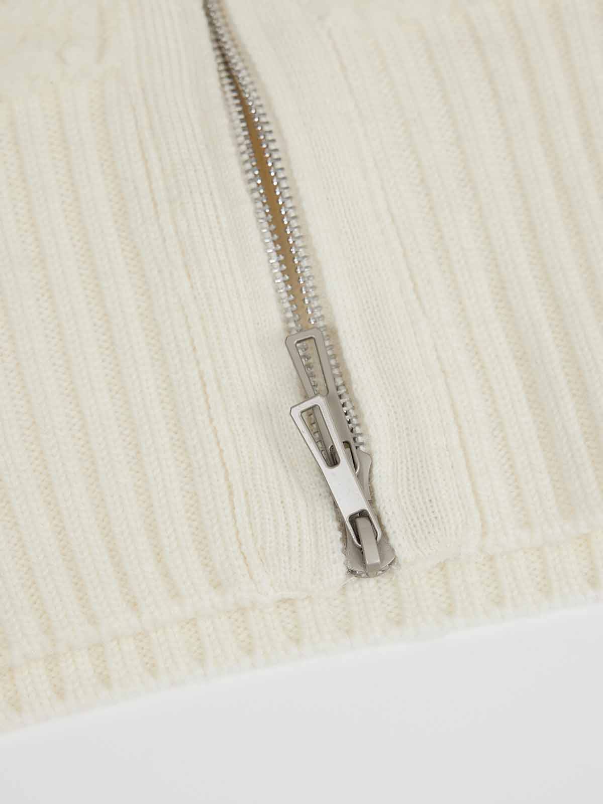 ASOBIO 100% Wool Zip-Up Cardigan