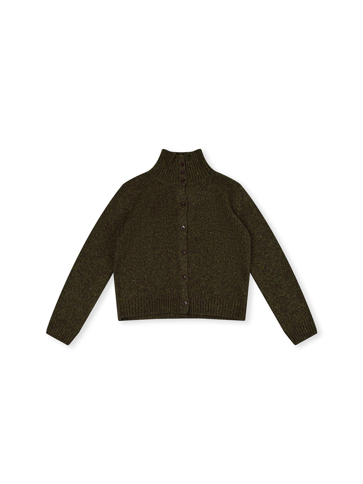 ASOBIO Mélange Wool Button-Front Cardigan