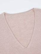 Lightweight merino V-Neck Ribbed Wool Knit Top