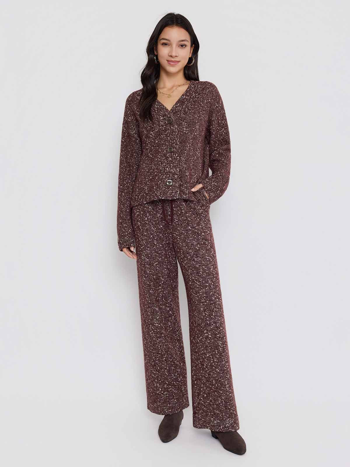 ASOBIO Wool-Blend V-Neck Cardigan