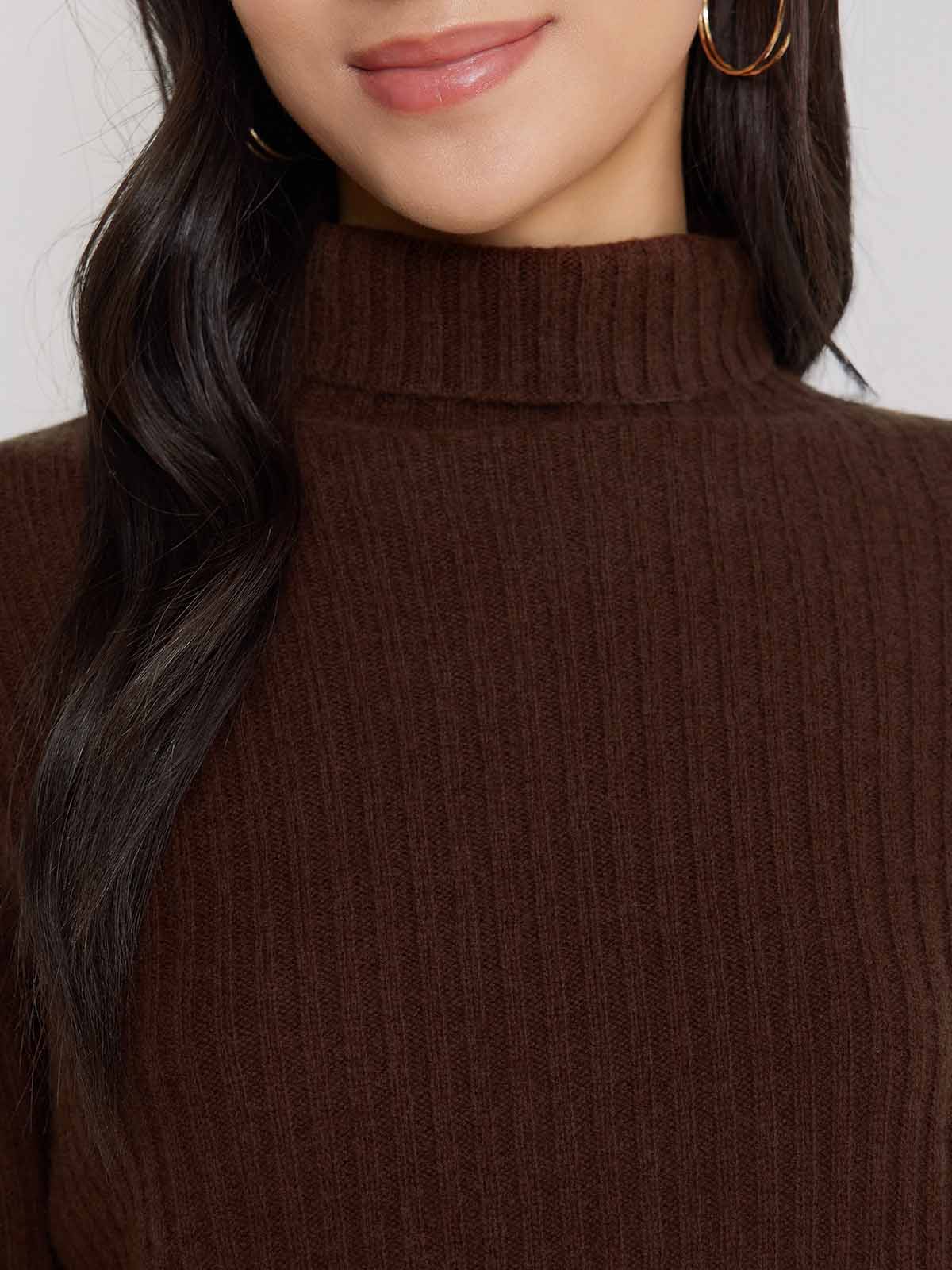 ASOBIO 100% Wool Turtleneck Sweater