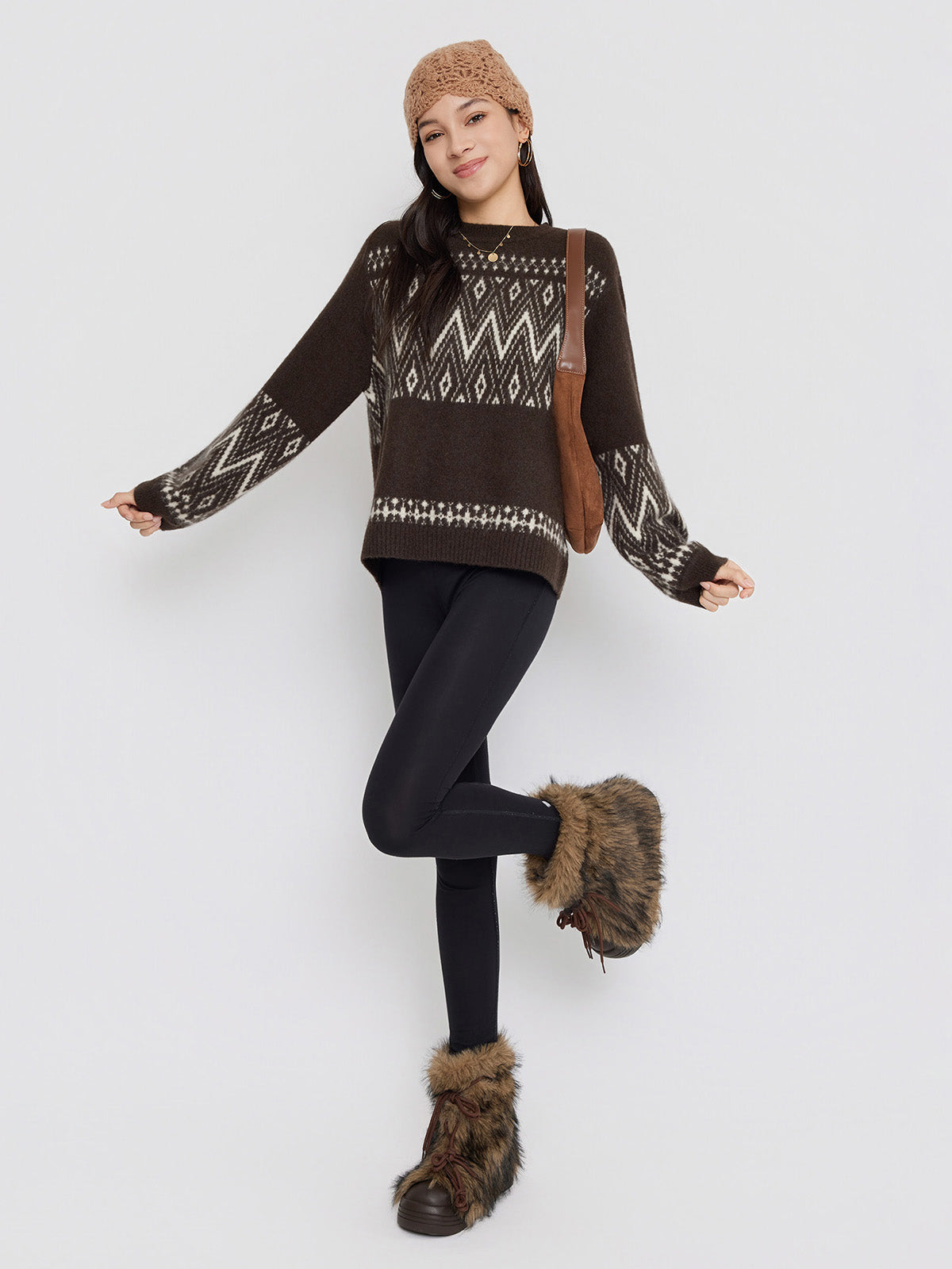 ASOBIO Geometric Yak Wool Sweater