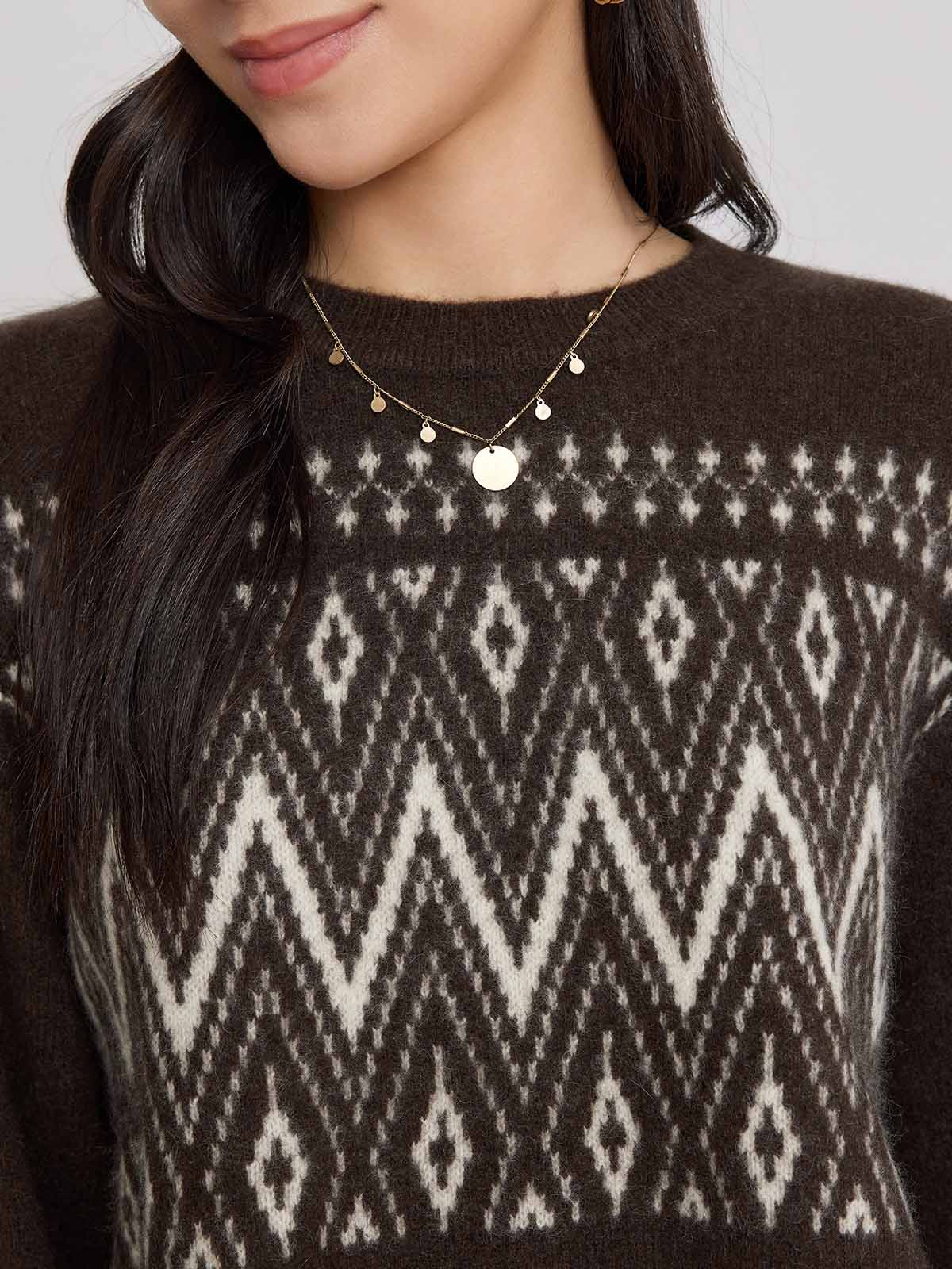 ASOBIO Geometric Yak Wool Sweater