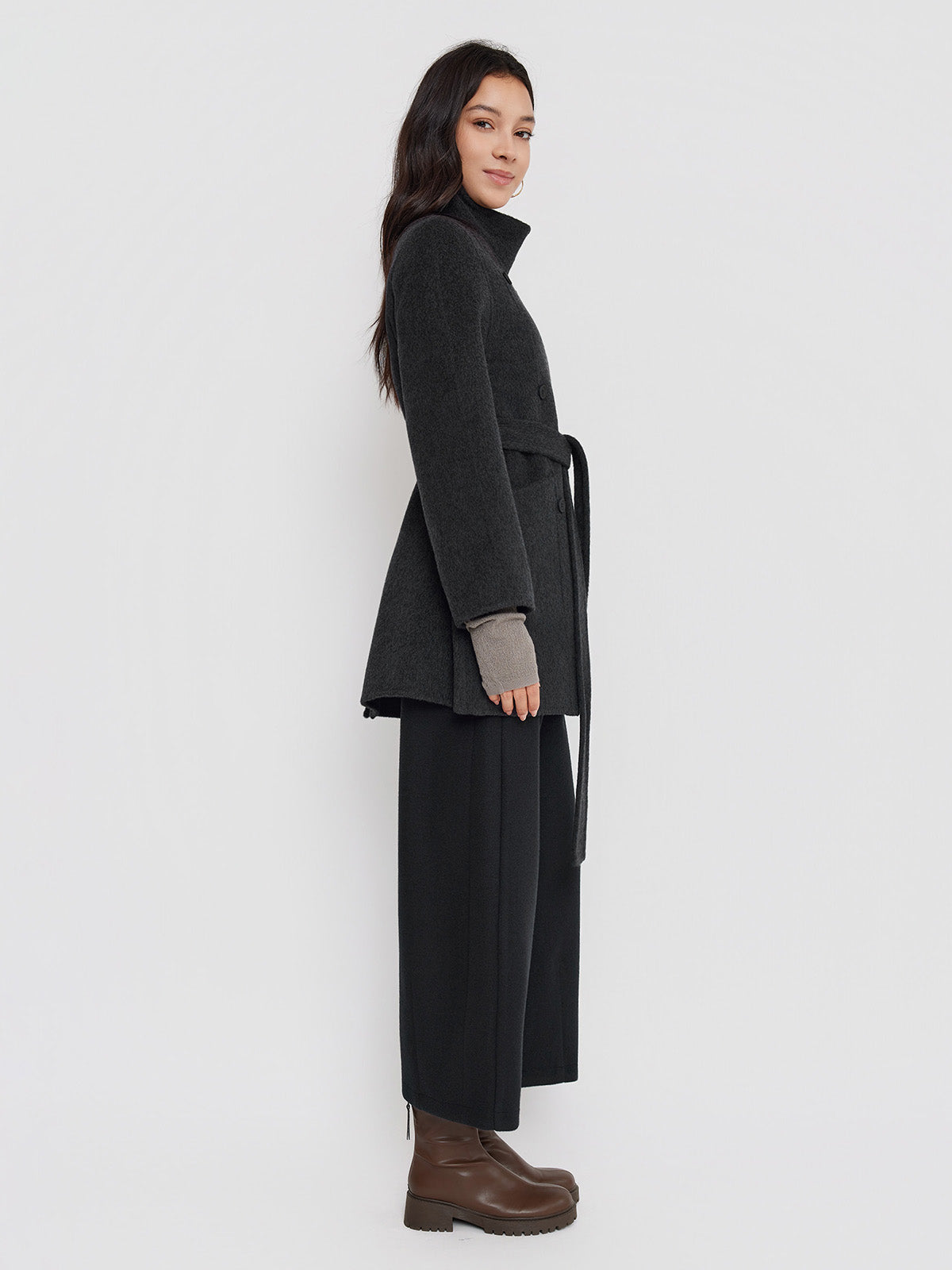 ASOBIO Double-Faced Double-Breasted Wrap Coat