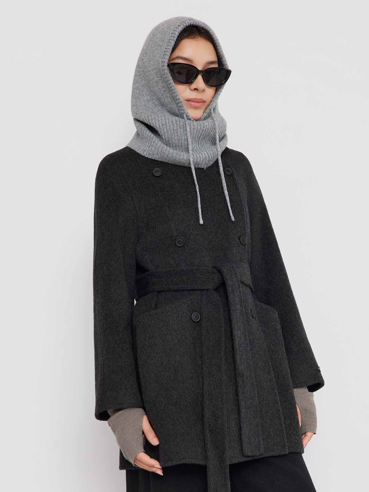 ASOBIO Double-Faced Double-Breasted Wrap Coat